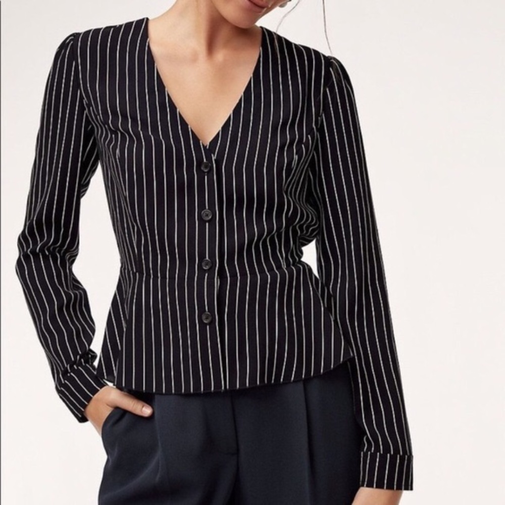 Wilfred Sabina Pinstripe Peplum Striped Blouse 4